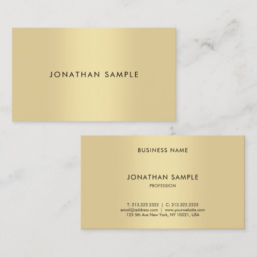 Moderne minimalistische elegante Faux Gold Sjabloo Visitekaartje (Voorkant / Achterkant)