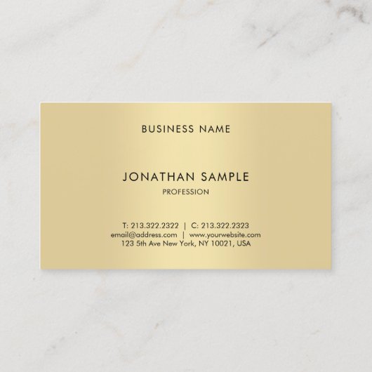 Moderne minimalistische elegante Faux Gold Sjabloo Visitekaartje (Achterkant)