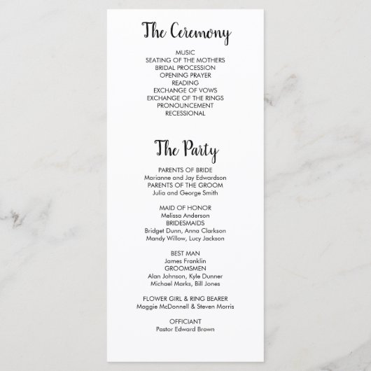 Moderne minimalistische elegante foto bruiloft pro programmakaart (Achterkant)