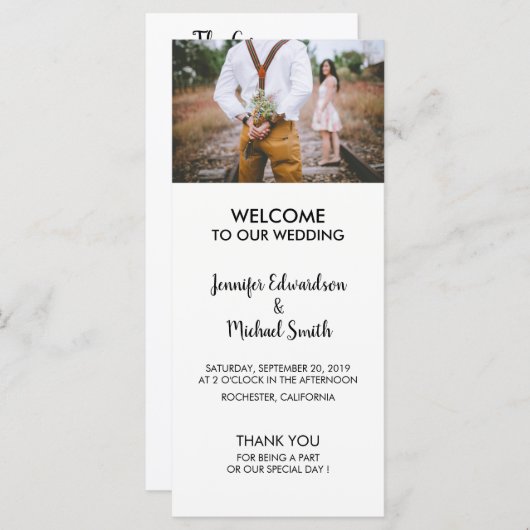 Moderne minimalistische elegante foto bruiloft pro programmakaart (Voorkant / Achterkant)