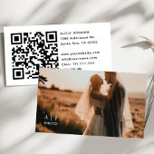 Moderne minimalistische elegante foto- en QR-code Visitekaartje