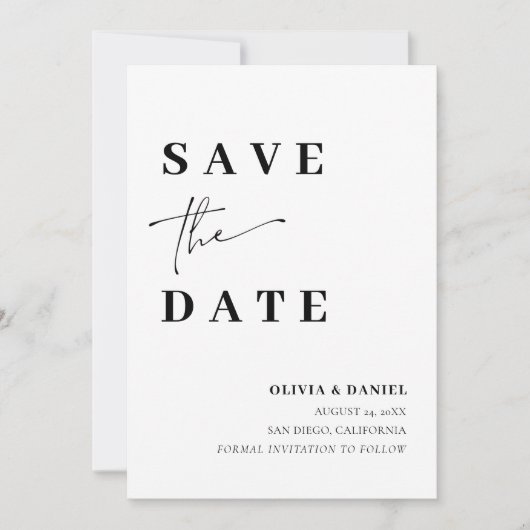 Moderne minimalistische elegante foto Save the Dat Kaart (Voorkant)