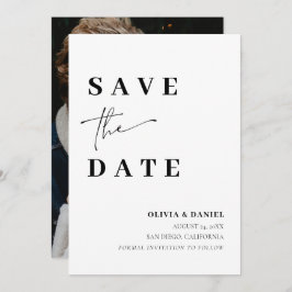 Moderne minimalistische elegante foto Save the Dat Kaart