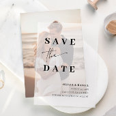 Moderne minimalistische elegante foto Save the Dat Vellum Uitnodigingen