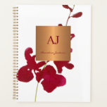 Moderne minimalistische elegante glam bloemenmeisj planner<br><div class="desc">Een trendy glamoureuze chique business of personal organizer 2026 planner met een prachtige waterverf handgeschilderde rode bloementak met een gouden koperen metalen geometrische monogrammed vierkant label. Perfect voor een stijlvol vrouwelijk verfijnd zakelijk afbeelding voor een mode stylist, interieurontwerper, designer, designer, schoonheidssalonmanager, visagist, haarstylist, lipstick LipSense distributeur, tuinontwerper. Gemakkelijk te personaliseren...</div>