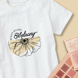 Moderne minimalistische Elegante Gouden Bloemenlij T-shirt