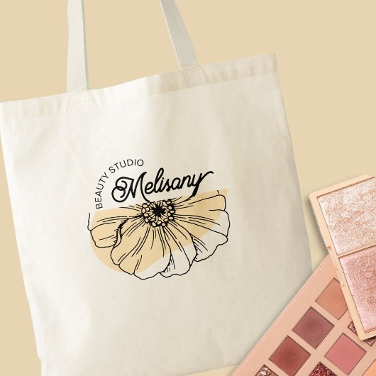 Moderne minimalistische Elegante Gouden Bloemenlij Tote Bag