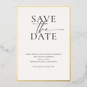 Moderne minimalistische elegante gouden bruiloft s folie uitnodiging (Voorkant)