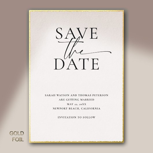 Moderne minimalistische elegante gouden bruiloft s folie uitnodiging
