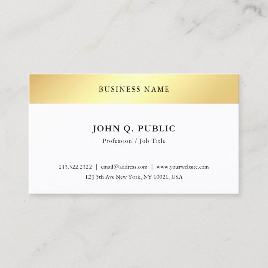 Moderne minimalistische elegante gouden look Sjabl Visitekaartje (Voorkant)