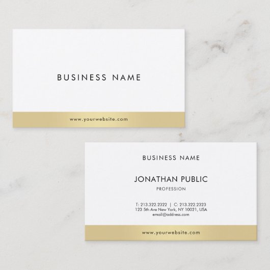 Moderne minimalistische elegante gouden Sjabloon P Visitekaartje (Voorkant / Achterkant)
