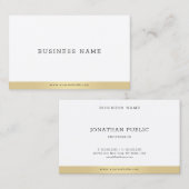 Moderne minimalistische elegante gouden witte prof visitekaartje (Voorkant / Achterkant)