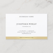 Moderne minimalistische elegante gouden witte prof visitekaartje (Achterkant)