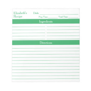 Moderne, minimalistische, elegante groene recepten notitieblok