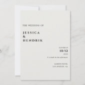 Moderne Minimalistische Elegante Ivoren Bruiloft Kaart (Achterkant)