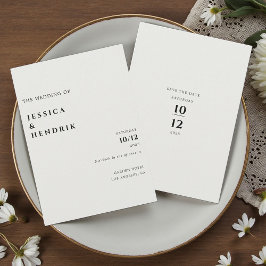 Moderne Minimalistische Elegante Ivoren Bruiloft Kaart