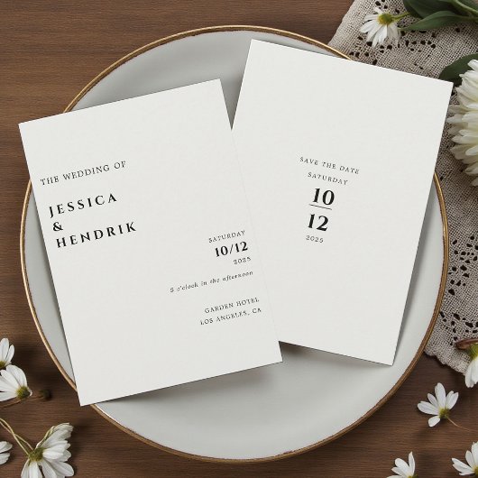 Moderne Minimalistische Elegante Ivoren Bruiloft Kaart