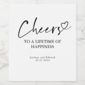 Moderne minimalistische elegante juichen bruiloft wijn etiket (Enkel label)