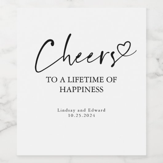 Moderne minimalistische elegante juichen bruiloft wijn etiket (Enkel label)