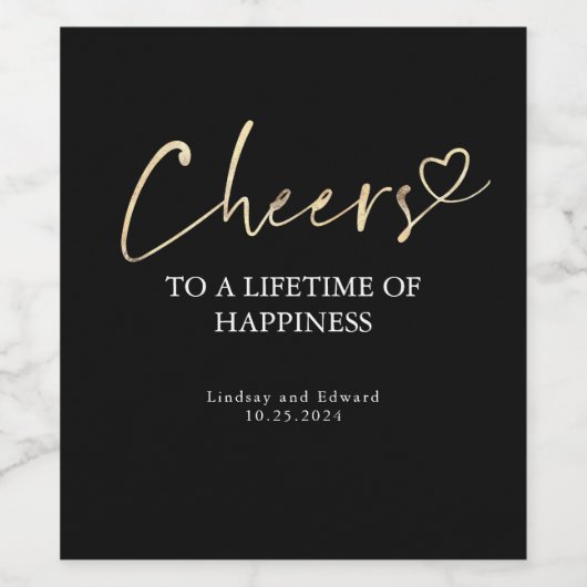 Moderne minimalistische elegante juichen bruiloft wijn etiket (Enkel label)