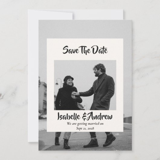 Moderne minimalistische elegante kalligrafie bruil save the date (Voorkant)