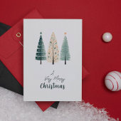 Moderne minimalistische elegante kerstpijnbomen feestdagen kaart