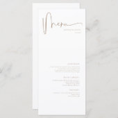 Moderne minimalistische elegante klassieke bruilof menu (Voorkant / Achterkant)