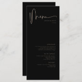 Moderne minimalistische elegante klassieke bruilof menu (Voorkant / Achterkant)