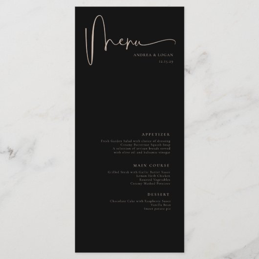 Moderne minimalistische elegante klassieke bruilof menu (Voorkant)