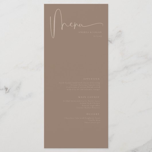 Moderne minimalistische elegante klassieke bruilof menu (Voorkant)