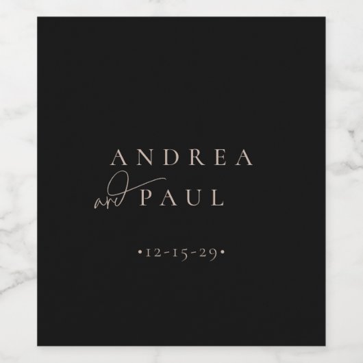 Moderne minimalistische elegante klassieke bruilof wijn etiket (Enkel label)