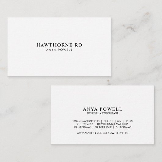 Moderne minimalistische elegante klassieke profess visitekaartje (Voorkant / Achterkant)