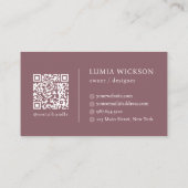 Moderne Minimalistische Elegante Mauve QR-code Visitekaartje (Achterkant)