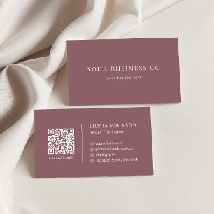 Moderne Minimalistische Elegante Mauve QR-code Visitekaartje