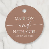 Moderne minimalistische elegante Mocha Mousse brui Bedankjes Labels (Achterkant)