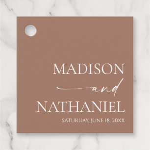 Moderne minimalistische elegante Mocha Mousse brui Bedankjes Labels