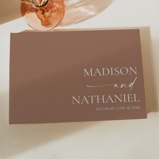 Moderne minimalistische elegante Mocha Mousse brui Gastenboek