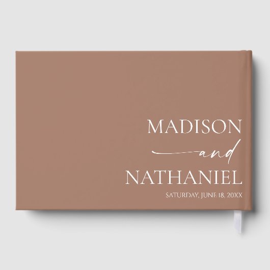 Moderne minimalistische elegante Mocha Mousse brui Gastenboek (Achterkant)