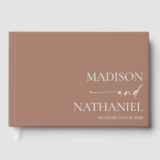 Moderne minimalistische elegante Mocha Mousse brui Gastenboek (Voorkant)