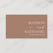 Moderne minimalistische elegante Mocha Mousse brui Plaatskaartje (Achterkant)