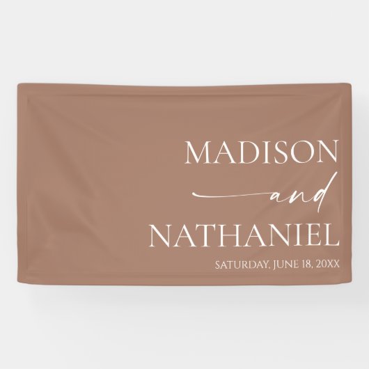 Moderne minimalistische elegante Mocha Mousse brui Spandoek (Horizontaal)