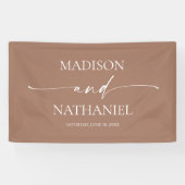 Moderne minimalistische elegante Mocha Mousse brui Spandoek (Horizontaal)