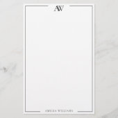 Moderne Minimalistische Elegante Monogram Briefpapier (Voorkant)