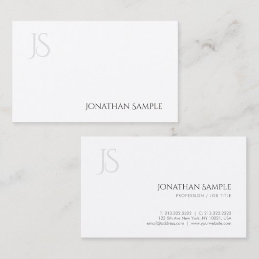 Moderne minimalistische elegante monogram in eenvo visitekaartje (Voorkant / Achterkant)