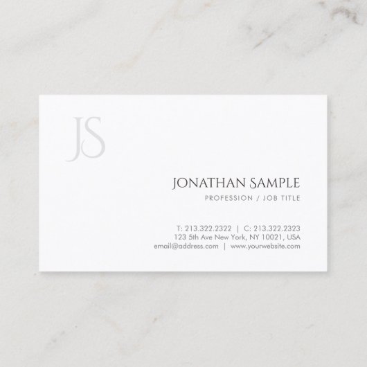 Moderne minimalistische elegante monogram in eenvo visitekaartje (Achterkant)