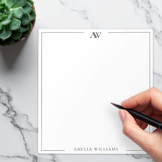 Moderne Minimalistische Elegante Monogram Notitieblok