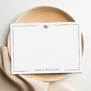 Moderne minimalistische elegante monogram notitiekaartje