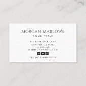 Moderne minimalistische elegante monogram professi visitekaartje (Achterkant)