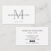 Moderne minimalistische elegante monogram professi visitekaartje (Voorkant / Achterkant)