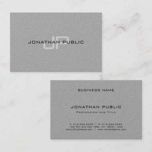 Moderne minimalistische Elegante Monogram Sjabloon Visitekaartje (Voorkant / Achterkant)